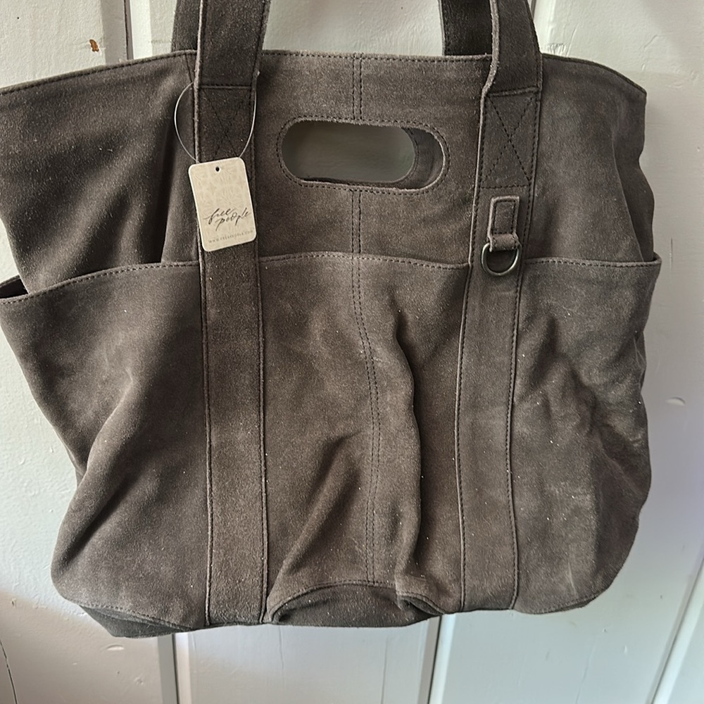 Free People grey suede caravan tote bag